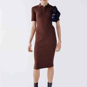 Fitted Zara midi dress with collar (size small)